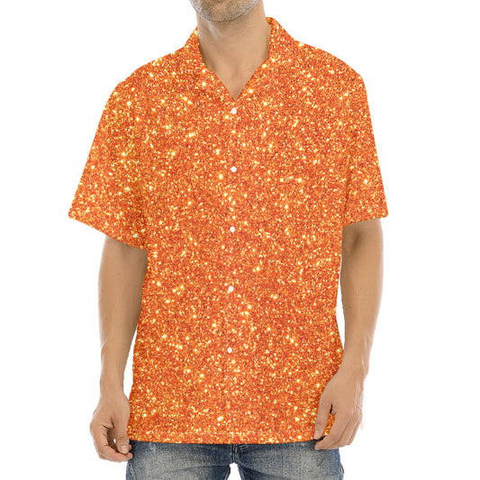 Orange (NOT Real) Glitter Print Aloha Shirt