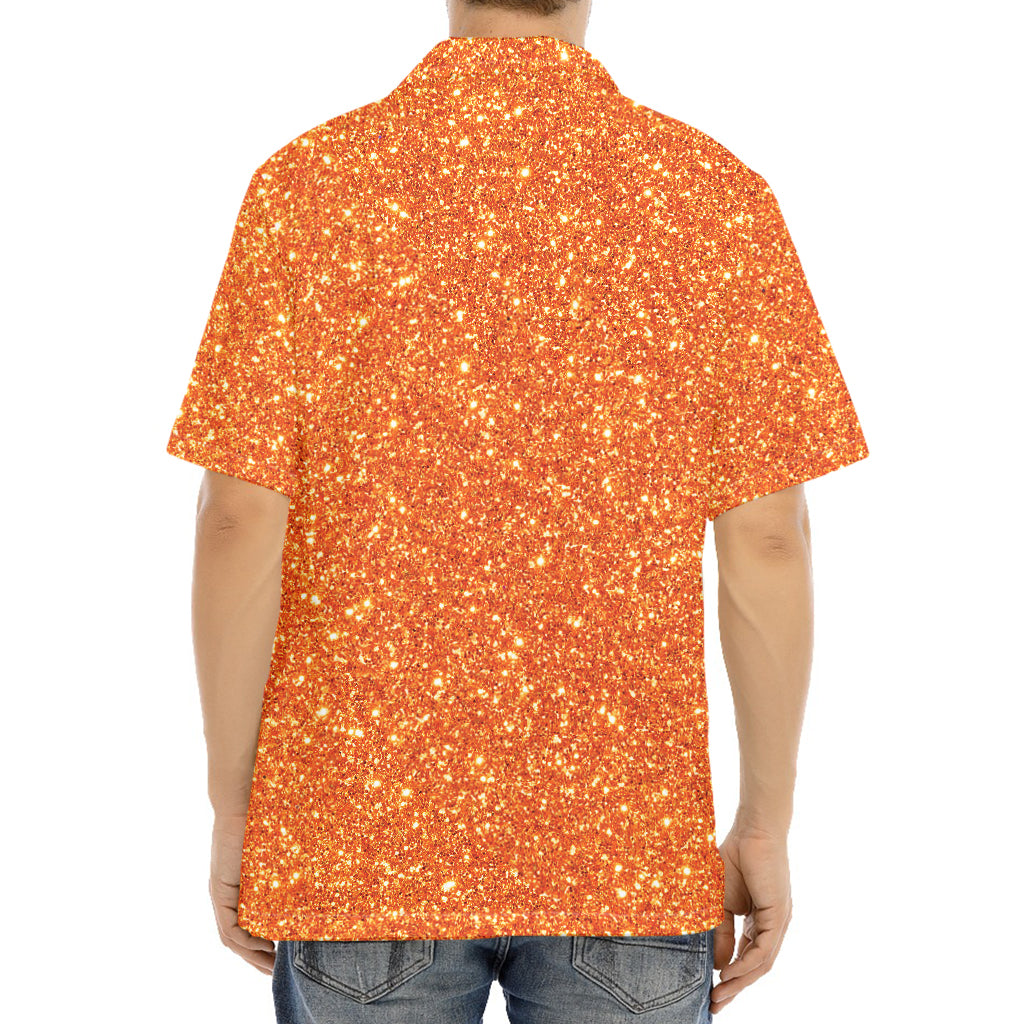 Orange (NOT Real) Glitter Print Aloha Shirt