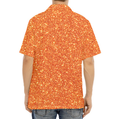 Orange (NOT Real) Glitter Print Aloha Shirt