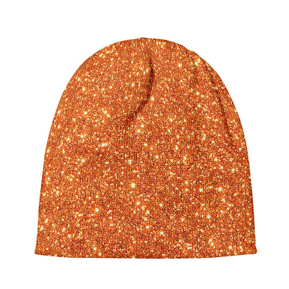 Orange (NOT Real) Glitter Print Beanie