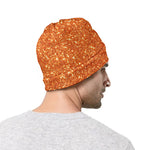 Orange (NOT Real) Glitter Print Beanie