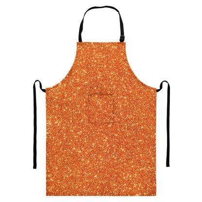 Orange (NOT Real) Glitter Print Bib Apron With Pocket