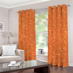 Orange (NOT Real) Glitter Print Blackout Grommet Curtains