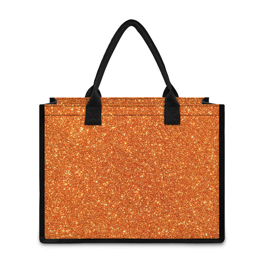 Orange (NOT Real) Glitter Print Canvas Tote Bag