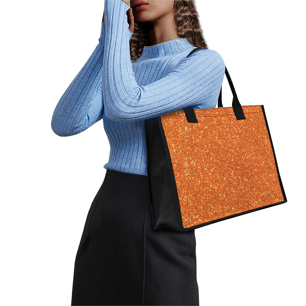 Orange (NOT Real) Glitter Print Canvas Tote Bag