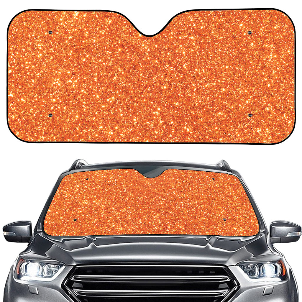 Orange (NOT Real) Glitter Print Car Windshield Sun Shade