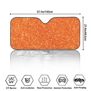 Orange (NOT Real) Glitter Print Car Windshield Sun Shade