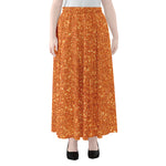 Orange (NOT Real) Glitter Print Chiffon Maxi Skirt