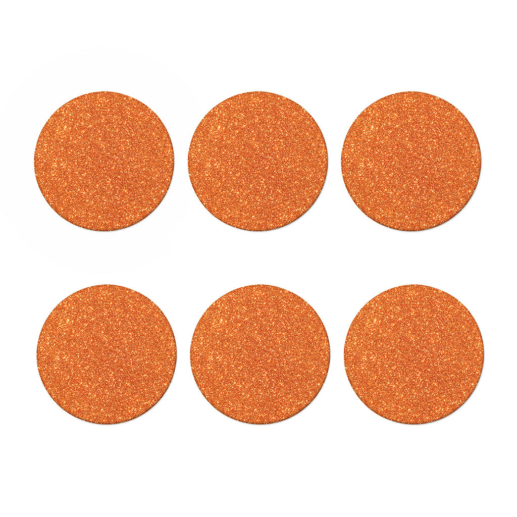 Orange (NOT Real) Glitter Print Coaster Set