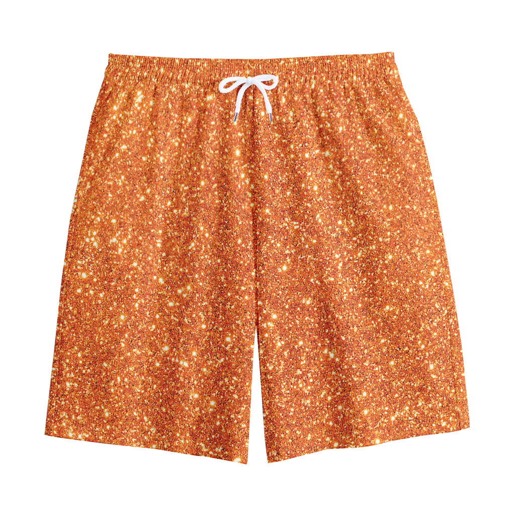 Orange (NOT Real) Glitter Print Cotton Shorts