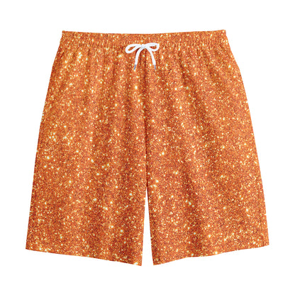 Orange (NOT Real) Glitter Print Cotton Shorts