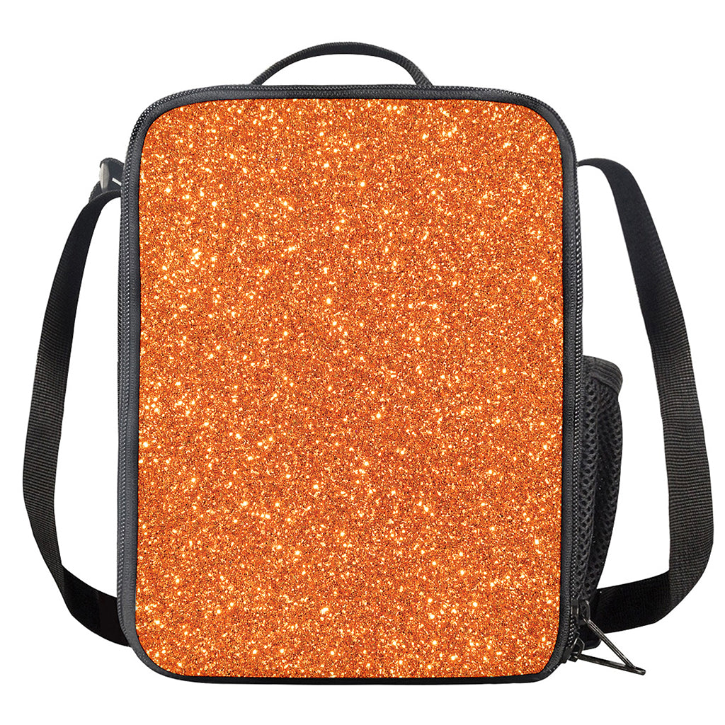 Orange (NOT Real) Glitter Print Crossbody Lunch Bag