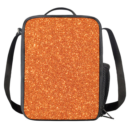 Orange (NOT Real) Glitter Print Crossbody Lunch Bag