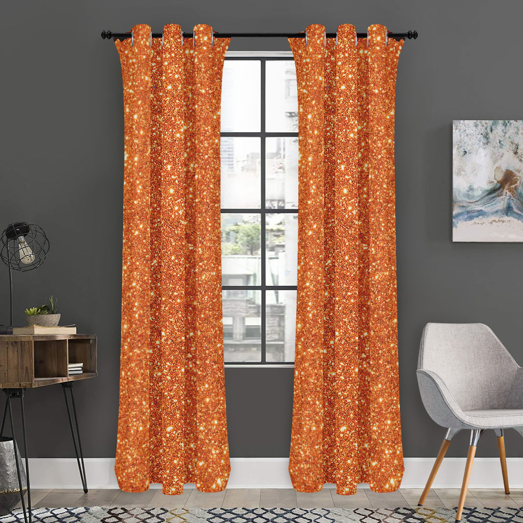 Orange (NOT Real) Glitter Print Curtain