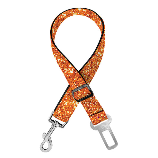 Orange (NOT Real) Glitter Print Dog Seat Belt