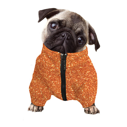 Orange (NOT Real) Glitter Print Dog Zip Up Jacket
