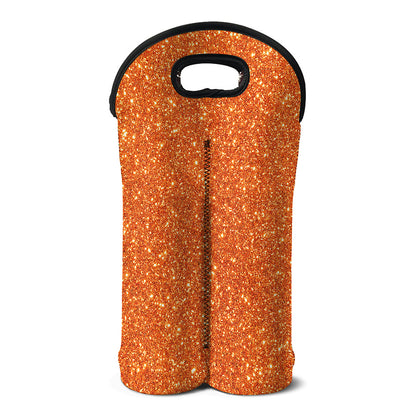 Orange (NOT Real) Glitter Print Double Neoprene Wine Tote