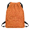 Orange (NOT Real) Glitter Print Drawstring Backpack