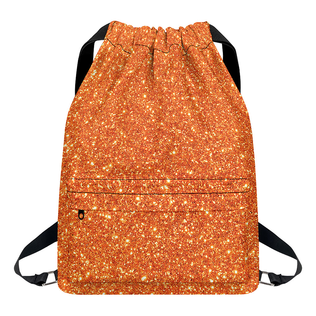 Orange (NOT Real) Glitter Print Drawstring Backpack