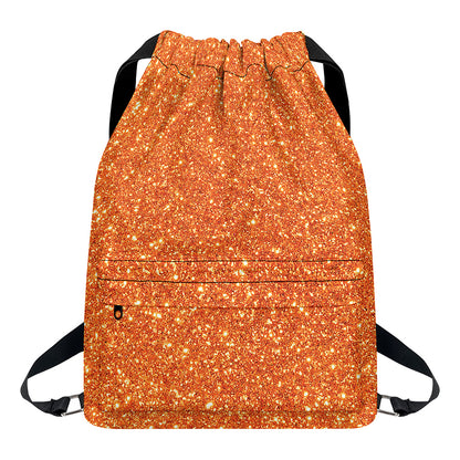 Orange (NOT Real) Glitter Print Drawstring Backpack