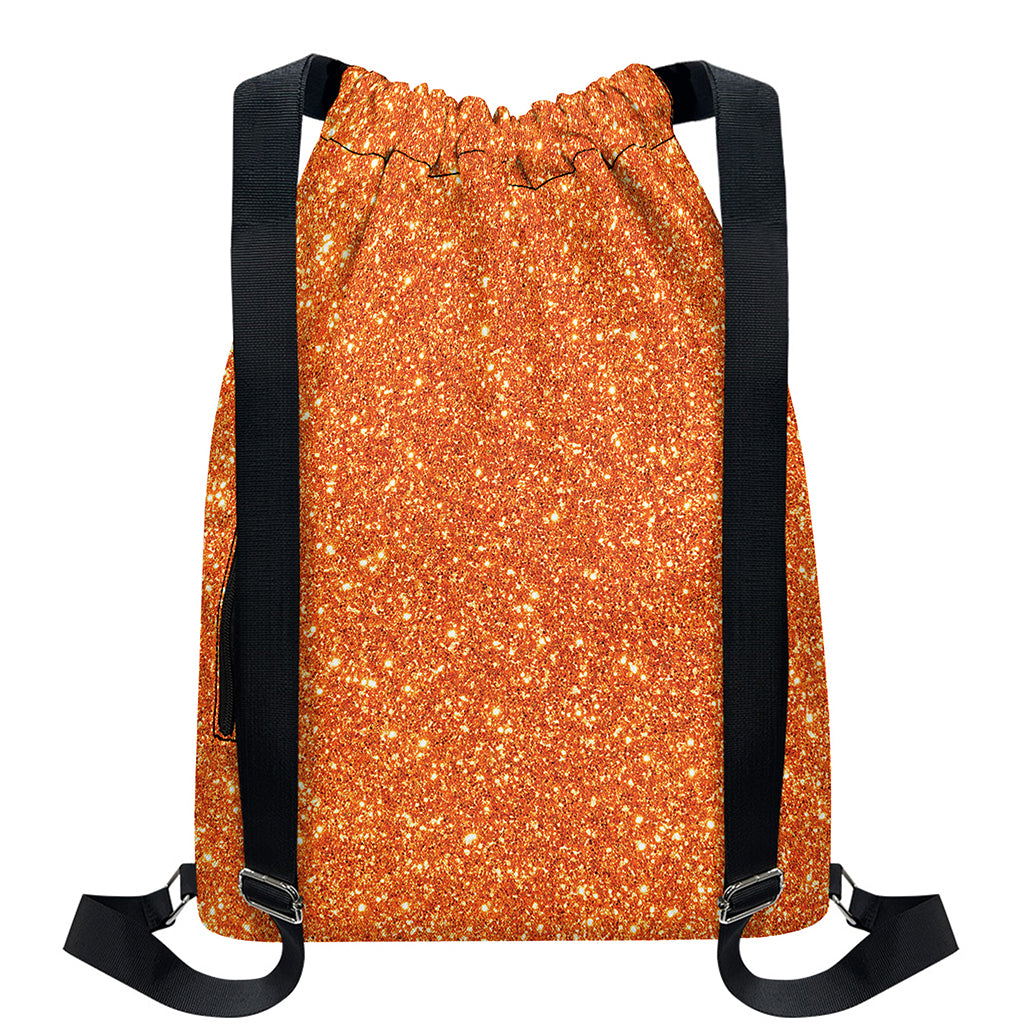Orange (NOT Real) Glitter Print Drawstring Backpack