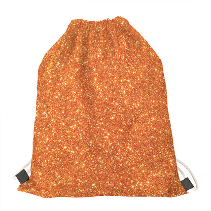 Orange (NOT Real) Glitter Print Drawstring Bag