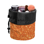 Orange (NOT Real) Glitter Print Drawstring Makeup Bag