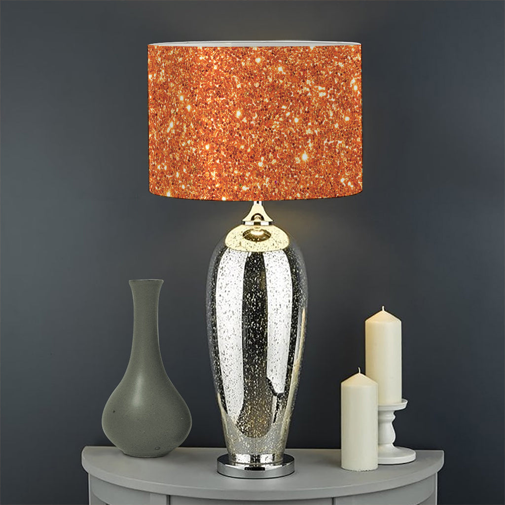 Orange (NOT Real) Glitter Print Drum Lamp Shade