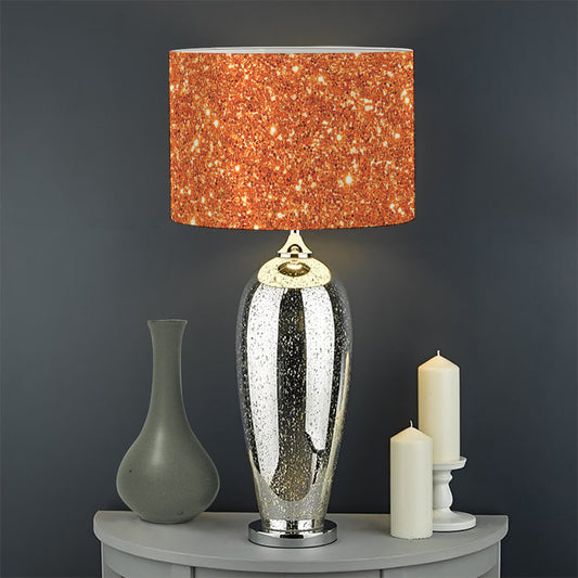 Orange (NOT Real) Glitter Print Drum Lamp Shade