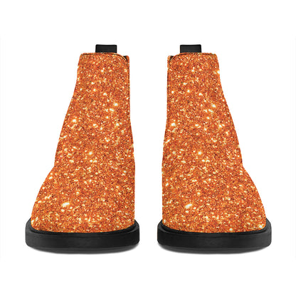 Orange (NOT Real) Glitter Print Flat Ankle Boots