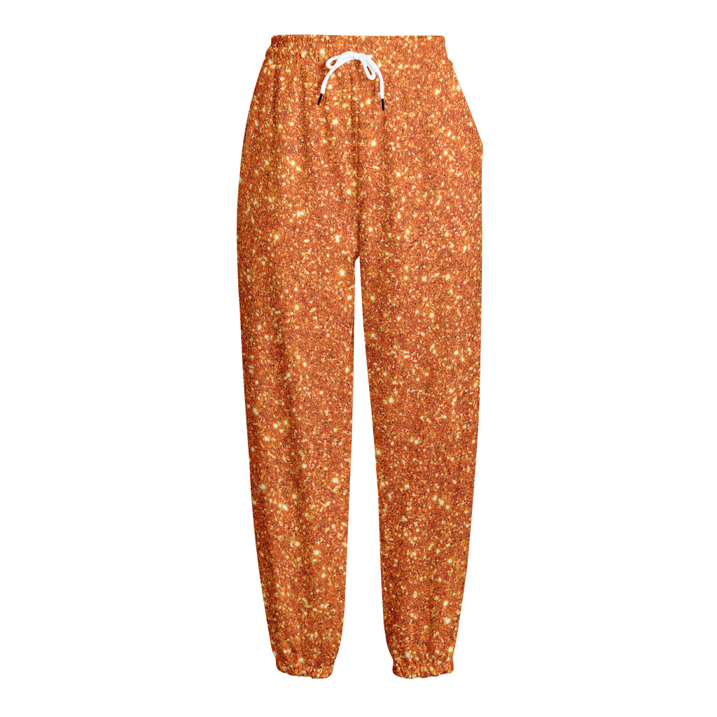Orange (NOT Real) Glitter Print Fleece Lined Knit Pants