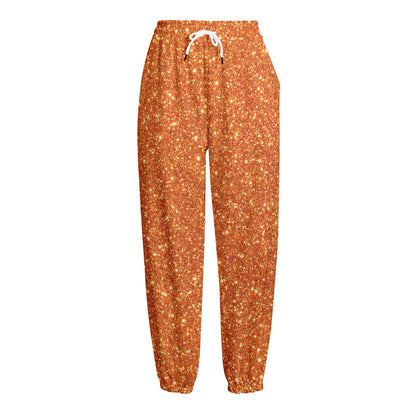 Orange (NOT Real) Glitter Print Fleece Lined Knit Pants