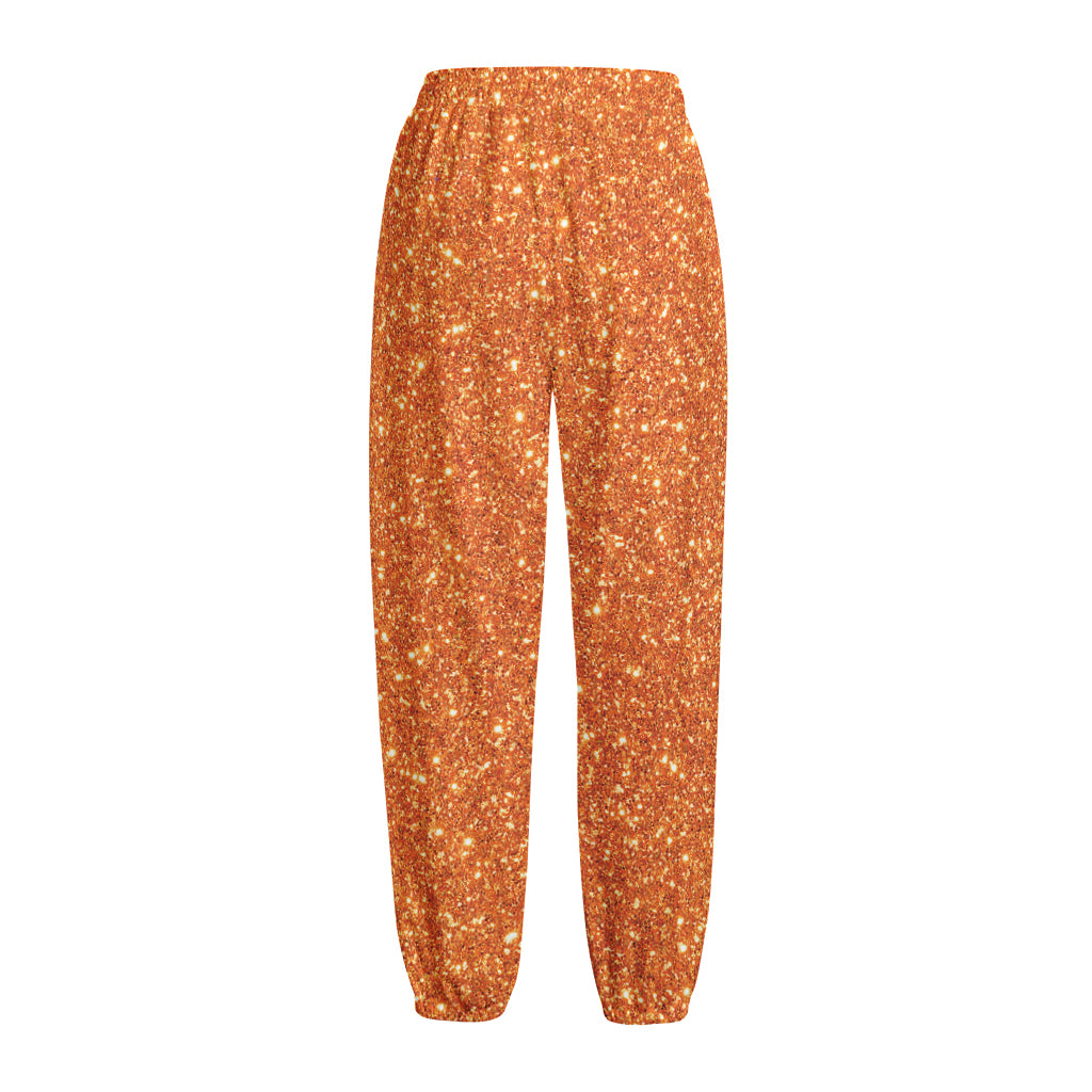 Orange (NOT Real) Glitter Print Fleece Lined Knit Pants