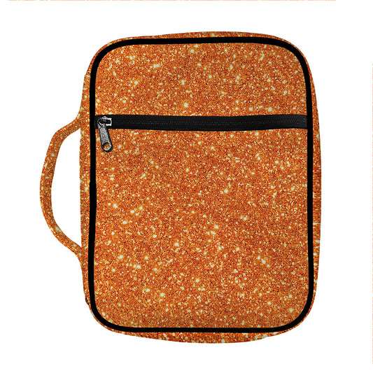 Orange (NOT Real) Glitter Print Front Pocket Bible Bag