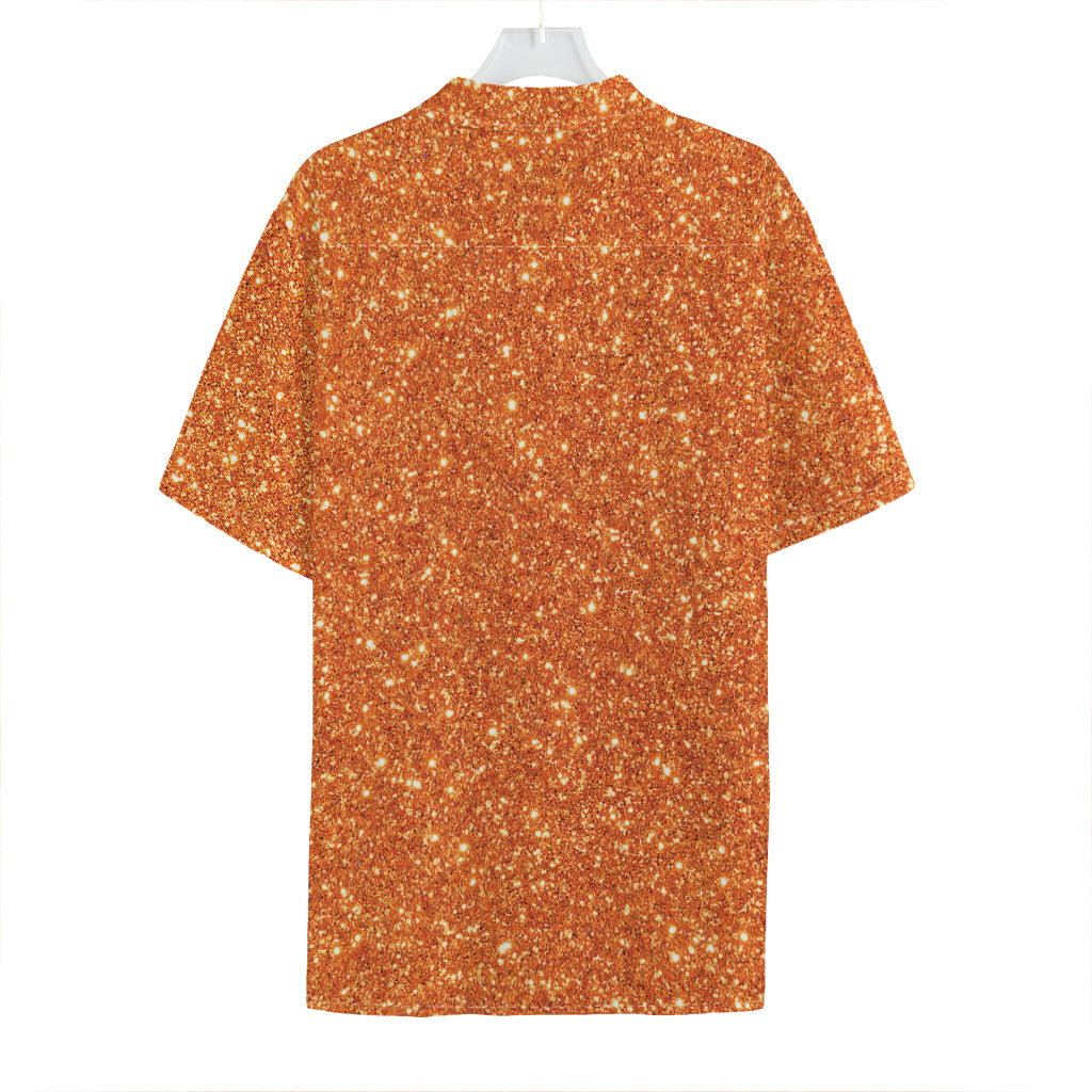 Orange (NOT Real) Glitter Print Hawaiian Shirt