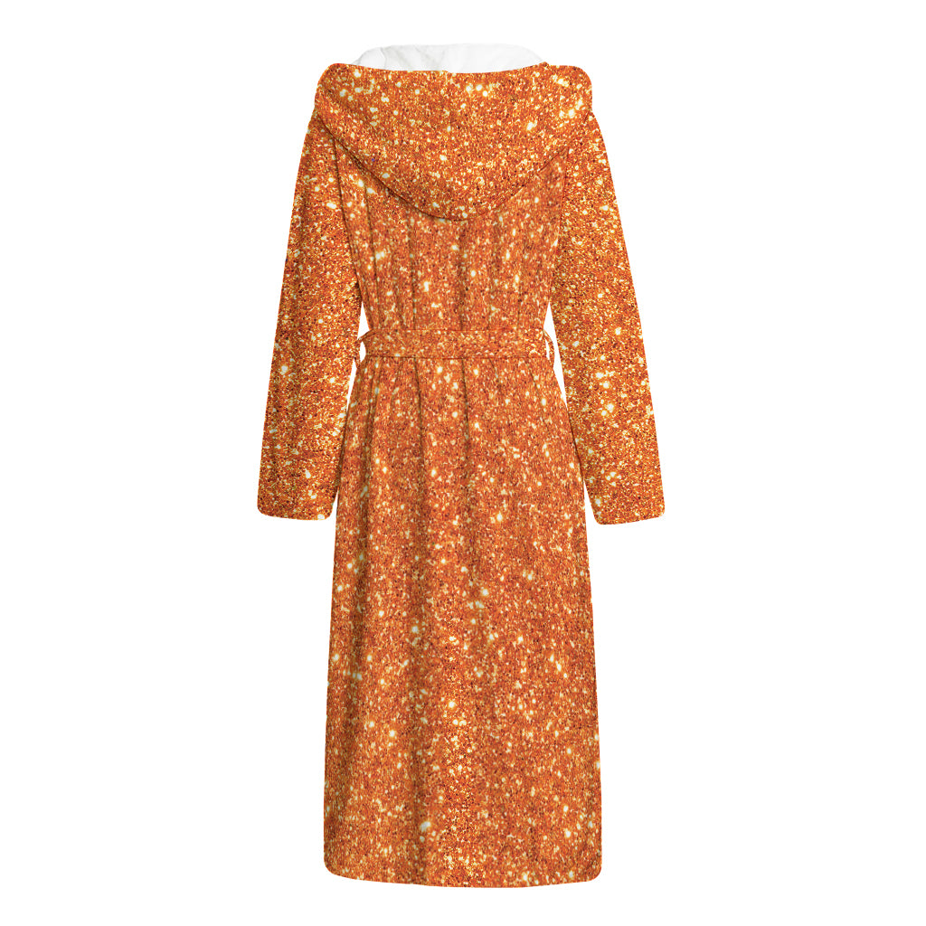 Orange (NOT Real) Glitter Print Hooded Bathrobe