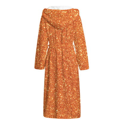 Orange (NOT Real) Glitter Print Hooded Bathrobe