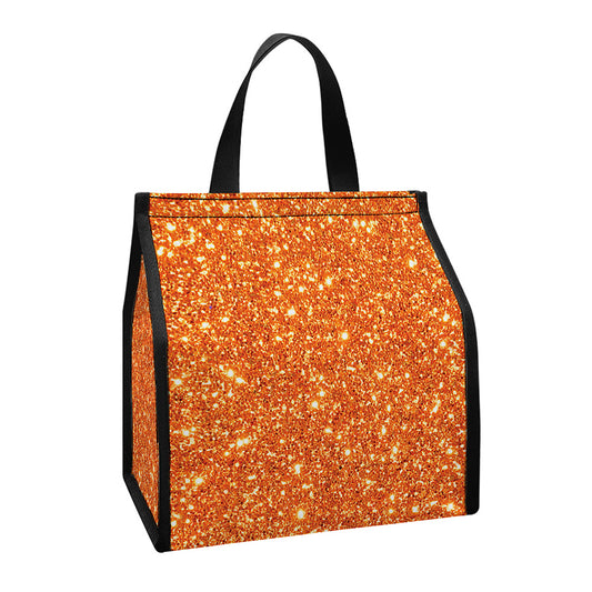 Orange (NOT Real) Glitter Print Insulated Lunch Tote