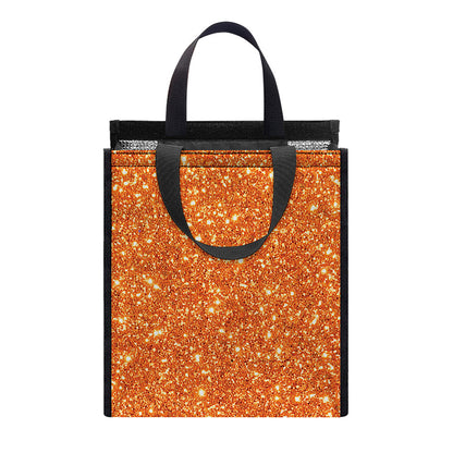 Orange (NOT Real) Glitter Print Insulated Lunch Tote