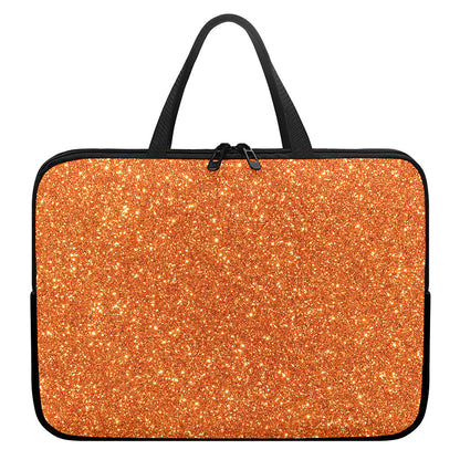 Orange (NOT Real) Glitter Print Laptop Sleeve With Handle