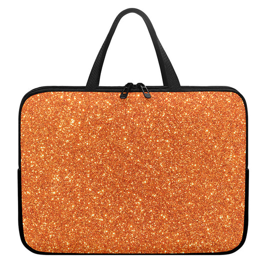 Orange (NOT Real) Glitter Print Laptop Sleeve With Handle