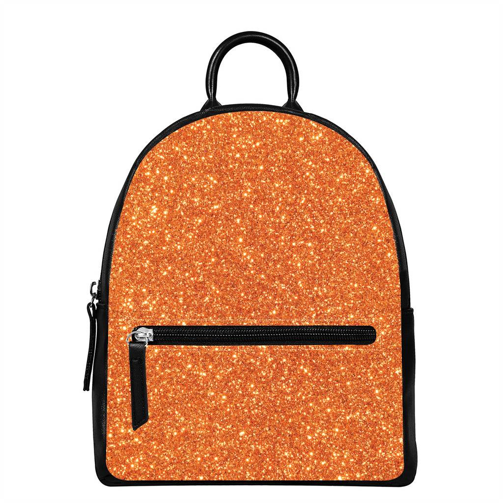 Orange (NOT Real) Glitter Print Leather Backpack