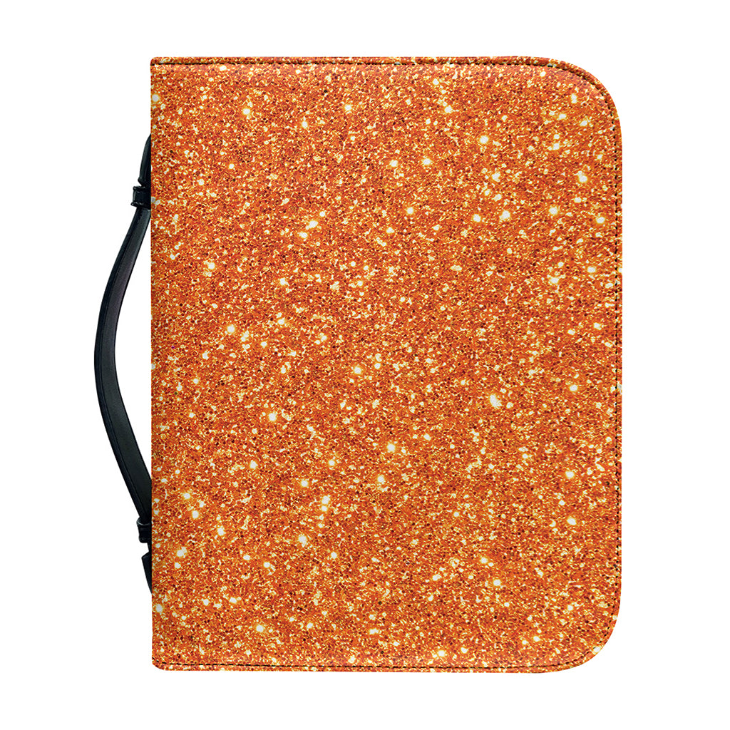 Orange (NOT Real) Glitter Print Leather Bible Cover