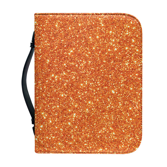 Orange (NOT Real) Glitter Print Leather Bible Cover