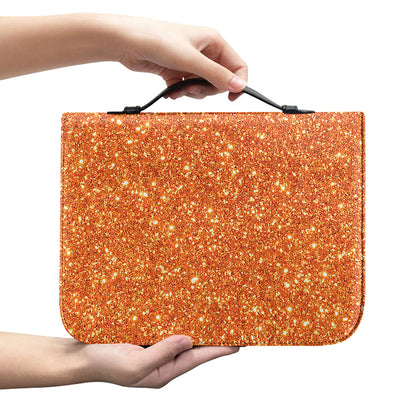 Orange (NOT Real) Glitter Print Leather Bible Cover