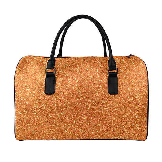 Orange (NOT Real) Glitter Print Leather Duffle Bag