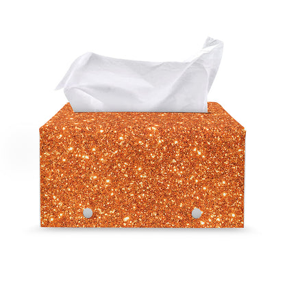 Orange (NOT Real) Glitter Print Leather Tissue Box Cover