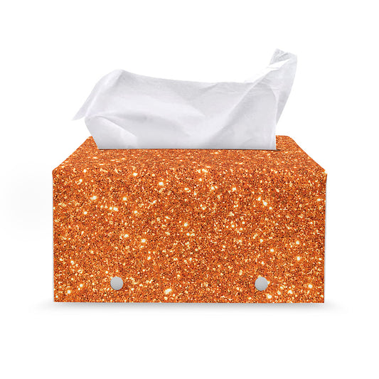 Orange (NOT Real) Glitter Print Leather Tissue Box Cover