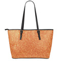 Orange (NOT Real) Glitter Print Leather Tote Bag With Zipper