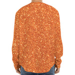 Orange (NOT Real) Glitter Print Long Sleeve Baseball Jersey